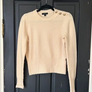 J. Crew Cream Sweater with Gold Button Accents
